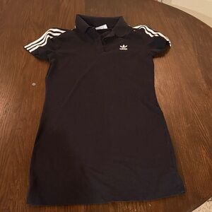 Adidas Black Polo Dress with White Stripes